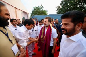 Congress leader Rahul Gandhi in Telanagana for Social Justice Conclave on Tuesday. Image credit X.com @INCTelangana