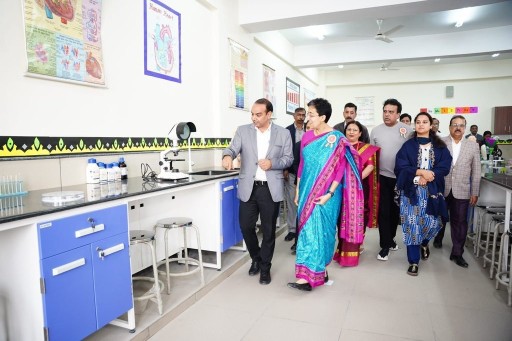 Delhi CM Atishi inspects a newly inaugurated school. Image credit X.com @AAPDelhi