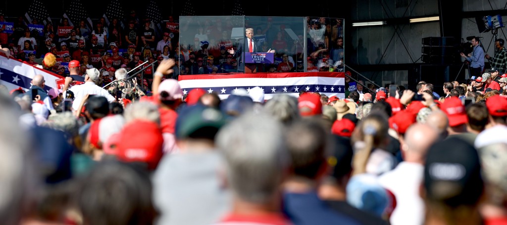 Donald Trump in a North Carolina public meeting. Image credit X.com @realdonaldtrump