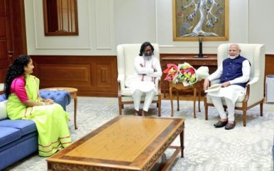 Jharkhand CM Hemant Soren called on PM Narendra Modi on Tuesday. Image credit @HemantSorenJMM