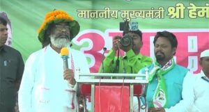 Jharkhand CM Hemant Soren during an election rally in Khunti Image credit X.com @HemantSorenJMM