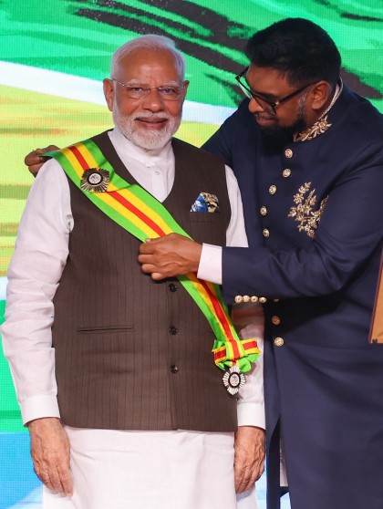 PM Narendra Modi conferred ‘The Order of Excellence' by Guyana Image credit X.com @narendramodi