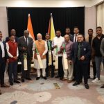 PM Narendra Modi with cricketers in Georgetown Image credit X.com @PMOIndia