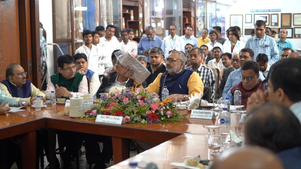 Union Minister for Textiles Giriraj Singh at a conclave in Kolkata. Image credit X.com @girirajsinghbjp