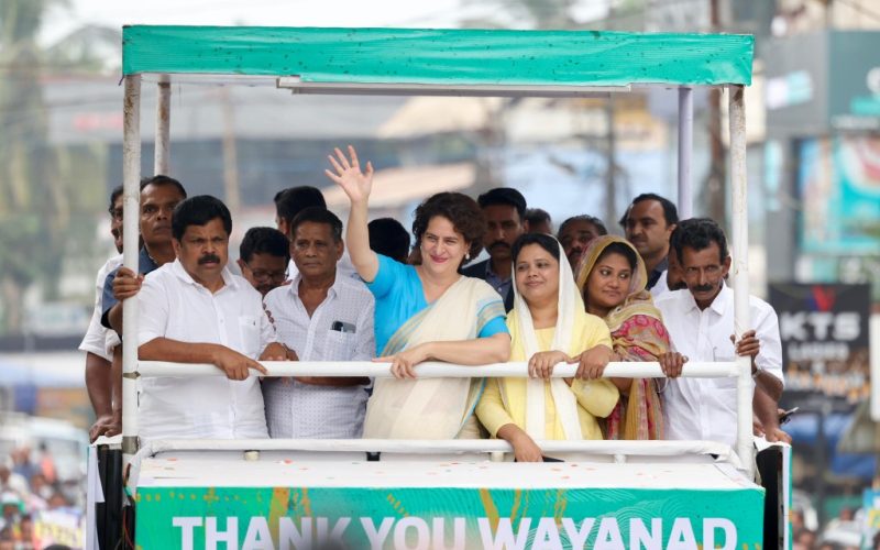 Congress leader Priyanka Gandhi Vadra in Wayanad. Image credit INCIndia