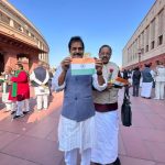 Congress leaders outside parliament. Image credit X.com @INCIndia