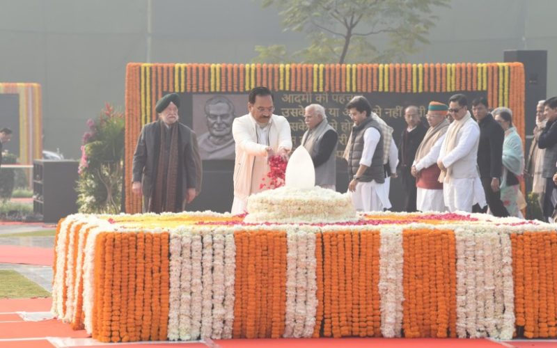 Delhi BJP chief Virendra Sachdeva at Atal Bihari Vajpayee Samadhi Image credit @virend_sachdeva