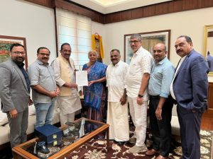 Finance Minister Nirmala Sitharaman with a delegation. Image credit @nsitharaman