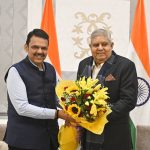 Maharashtra CM calls on Rajya Sabha Chairman Jagdeep Dhankar. Image credit Sansad TV