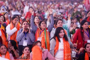 PM Modi public meeting of 'Beema Sakhi'. Image credit PMO