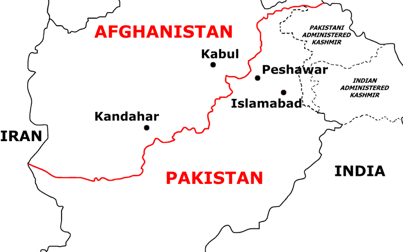 Pakistan-Afghanistan border post. Image credit Wikipedia