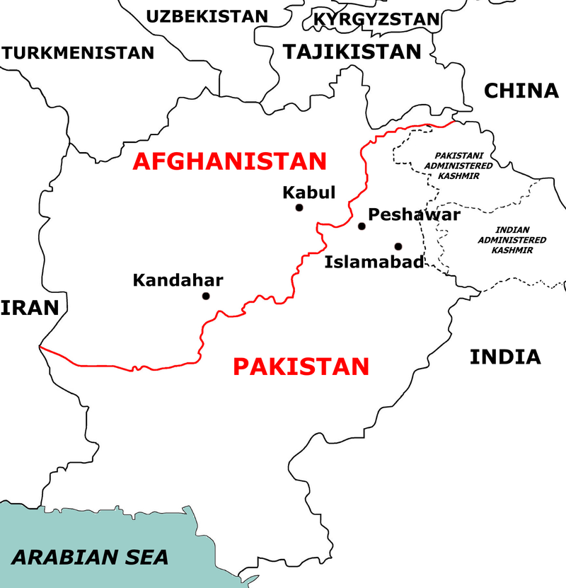 Pakistan-Afghanistan border post. Image credit Wikipedia