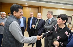 Union Minister for Commerce Piyush Goyal with EU delegation. Image credit X.com @PiyushGoyal