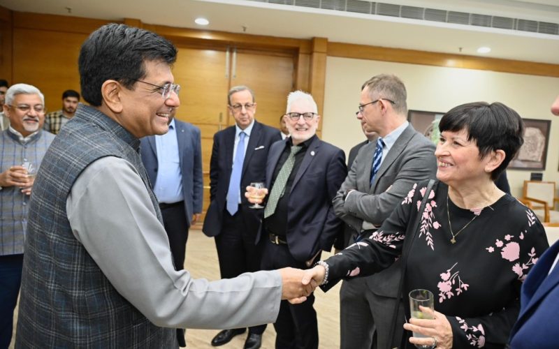 Union Minister for Commerce Piyush Goyal with EU delegation. Image credit X.com @PiyushGoyal