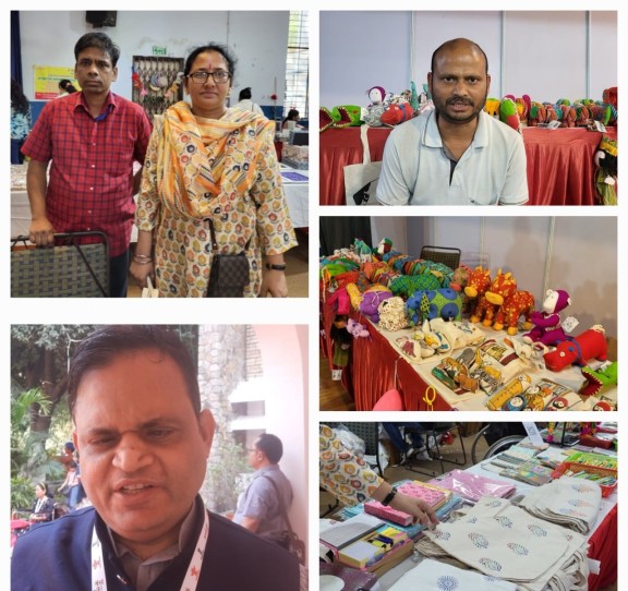 op left To right Hemraj, Raminder Kaur Amole, Ratan extreme right Below left Ashok and products by AADI and MESH