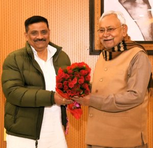 Bihar CM Nitish Kumar with JD (U) working president Sanjay K Jha Image credit @SanjayJhaBihar