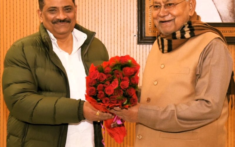 Bihar CM Nitish Kumar with JD (U) working president Sanjay K Jha Image credit @SanjayJhaBihar