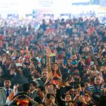 People at a rally addressed by PM Narendra Modi in Delhi on Friday. Image credit BJP