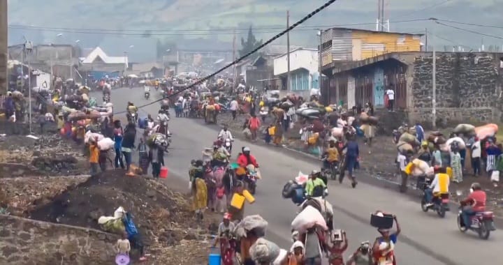 People leaving Gomo, Congo Image credit Video Grab X.com