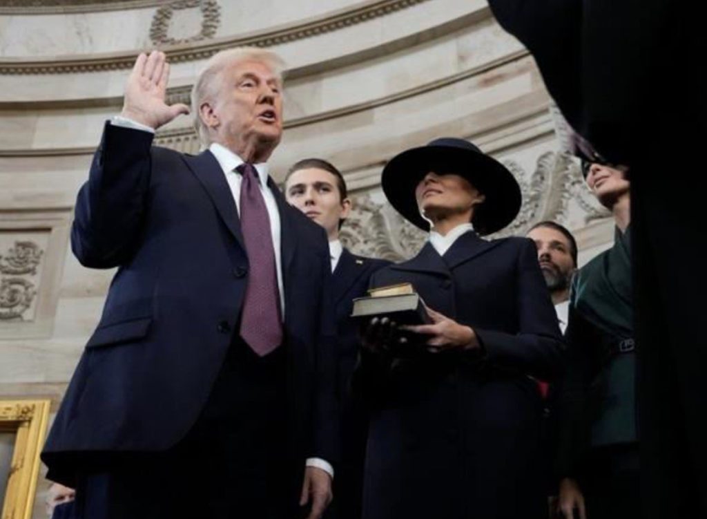 US President Donald Trump at oath ceremony Image credit X.com