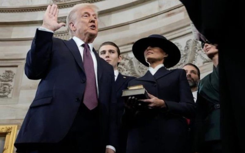 US President Donald Trump at oath ceremony Image credit X.com