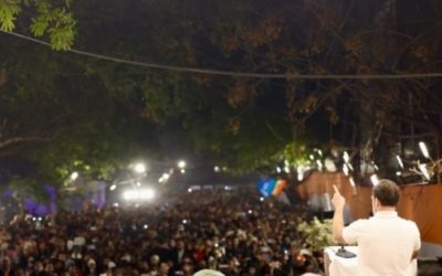 Rahul Gandhi addresses public meeting in Delhi. Image credit Congress