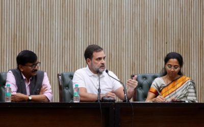 Congress leader Rahul Gandhi at a press conference at Constitution Club Image credit INC India