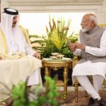 PM Narendra Modi holds talk with Emir of Qatar Tamim bin Hamad Al-Thani at Hyderabad House on Tuesday.