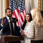 FBI Director Kash Patel with girlfriend Alexis Wilkins while taking oath on Bhagwad Gita!