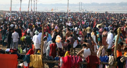 Pilgrims at Mahakumbh Image credit UP Info Dept