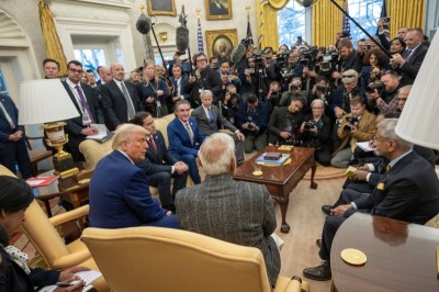 PM Narendra Modi with US President Donald Trump at a press conference Image credit X.com