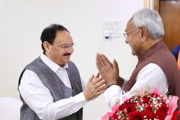 Bihar CM Nitish Kumar with BJP chief J P Nadda in Patna !