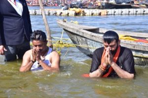 Pakistani Hindu pilgrims at Mahakumbh Image credit UP Info Dept