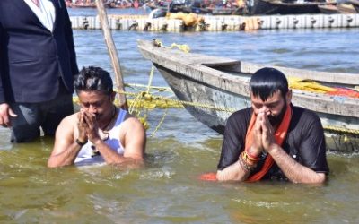 Pakistani Hindu pilgrims at Mahakumbh Image credit UP Info Dept