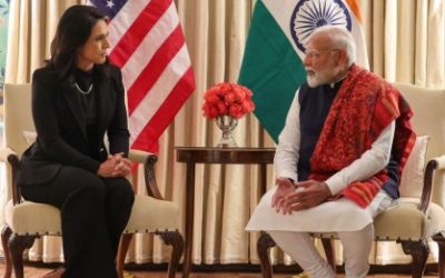 US Director of Intelligence Tulsi Gabbard with PM Narendra Modi Image credit X.com