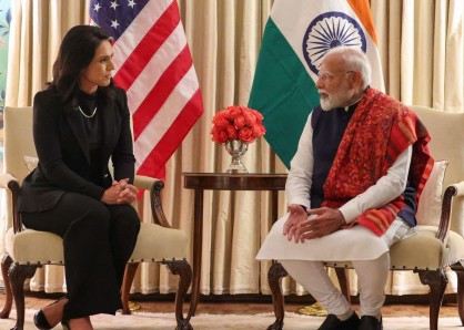 US Director of Intelligence Tulsi Gabbard with PM Narendra Modi Image credit X.com