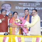 BJP leaders felicitate Rekha Gupta after her election as the leader of the legislature party in Delhi Assembly.