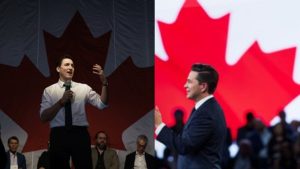 Canada PM Justine Trudeau and CPC leader Pierre Poilievre Image credit X.com