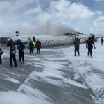 Delta Airlines after crash-landing at Pearson International Airport in Canada.