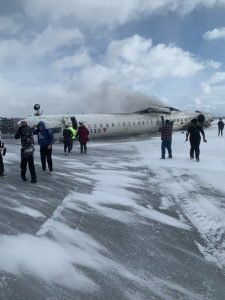 Delta Airlines after crash-landing at Pearson International Airport in Canada.