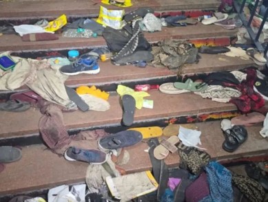 Scene at Platform Number 14 at New Delhi station after stampede.