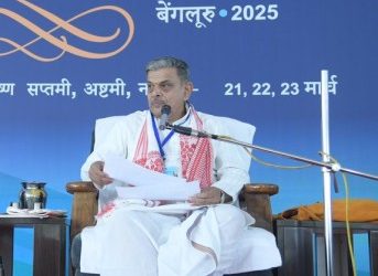RSS general secretary Dattatreya Hosbole in Bengaluru on Sunday I
