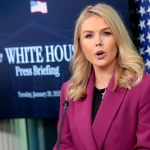 White House press secretary Karoline Leavitt during a press briefing !