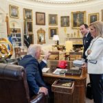 Television presenter Laura Ingraham with US President Donald Trump in the Oval Office Tour !