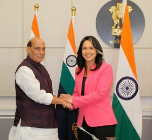 US Director of Intelligence Tulsi Gabbard on Monday called on Defence Minister Rajnath Singh in New Delhi !