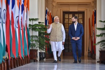 PM Narendra Modi with Chilean President Gabriel Boric Font in Delhi I