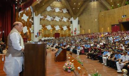 Union Minister for Defence Rajnath Singh speaks at a convocation ceremony at 80th Staff Course at the Defence Services Staff College (DSSC) in Wellington !