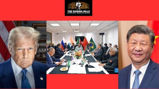 US President Donald Trump, BRICS FMs meeting, and China President Xi Jinping (Image credit X.com)