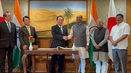 A Japanese parliamentary delegation on Friday called on Lok Sabha Speaker Om Birla !