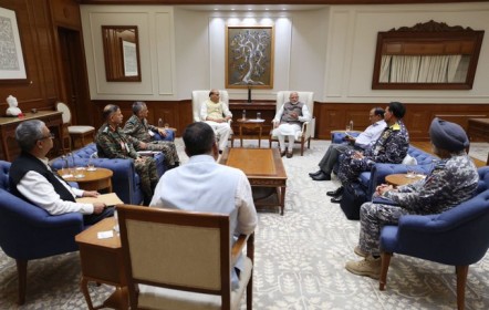 PM Narendra Modi holds meeting with Defence Minister Rajnath Singh and chiefs of Armed Forces on Friday !